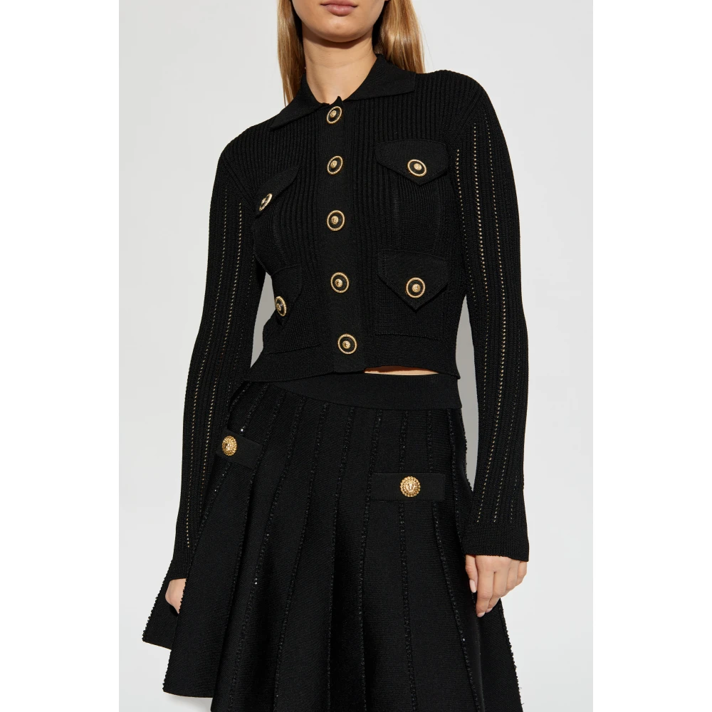 Balmain Kanten trui met kraag Black Dames