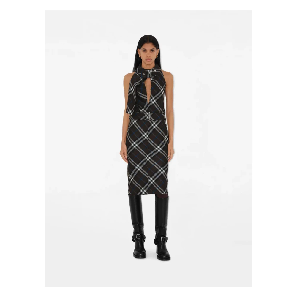 Burberry Geruite Snug Fit Overhemd Black Dames