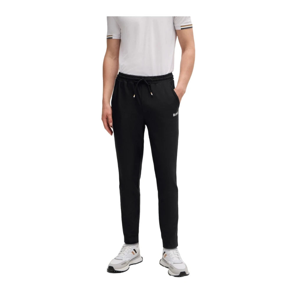 Hugo Boss Sweatpants met contrastlogo en zijstrepen Black Heren
