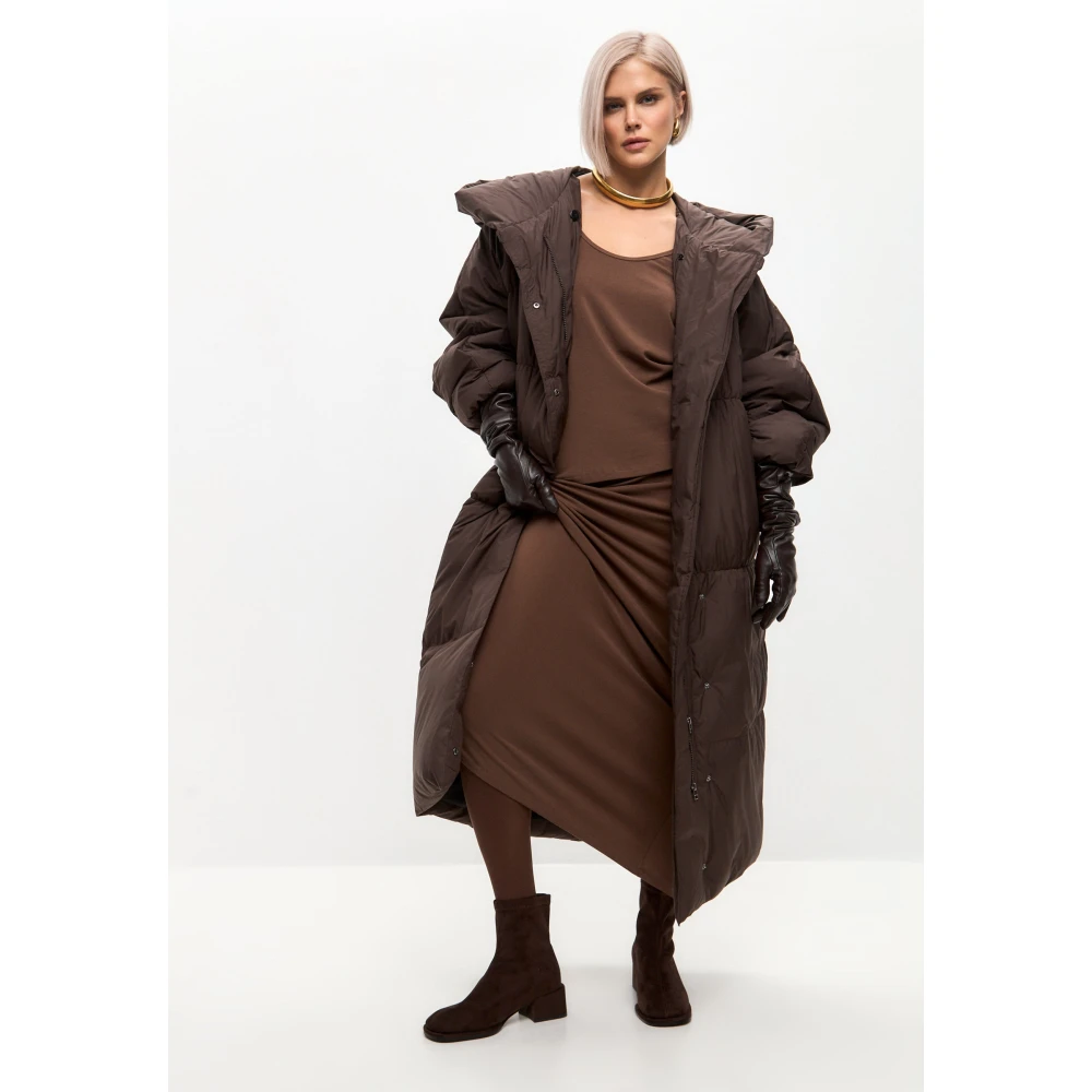 Cesare Gaspari Oversized Puffer Coat Chocolate Brown Dames