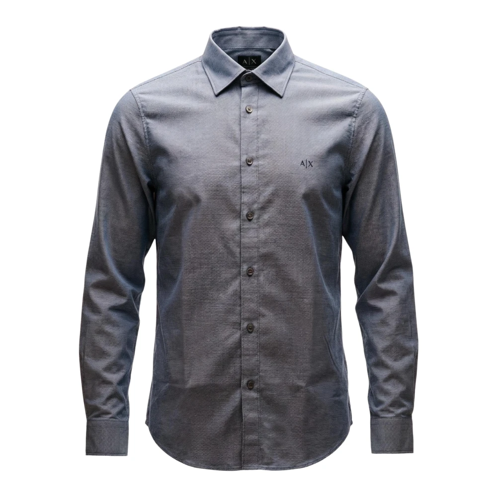 Armani Exchange Mannelijk Blauw Overhemden Heren, L, Katoen, Xm 002112 Af 22548