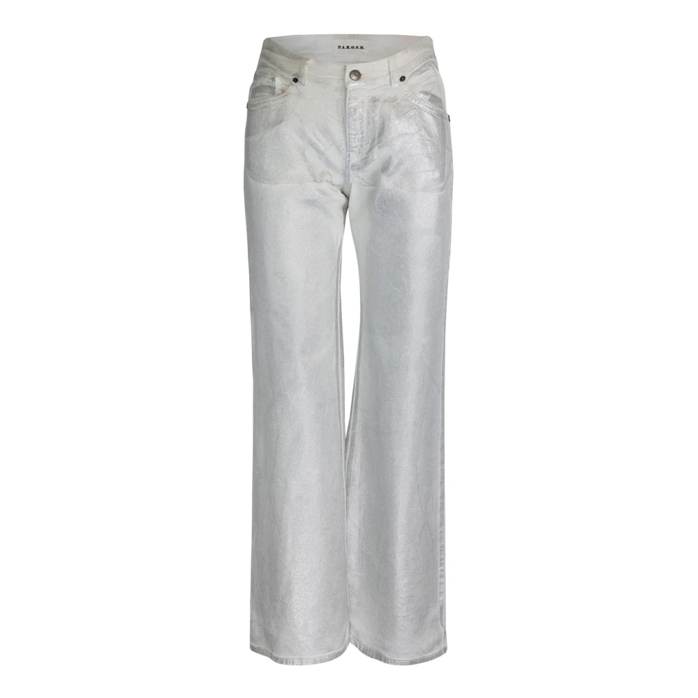P.a.r.o.s.h. Metallic Finish Zipper Pants Gray Dames