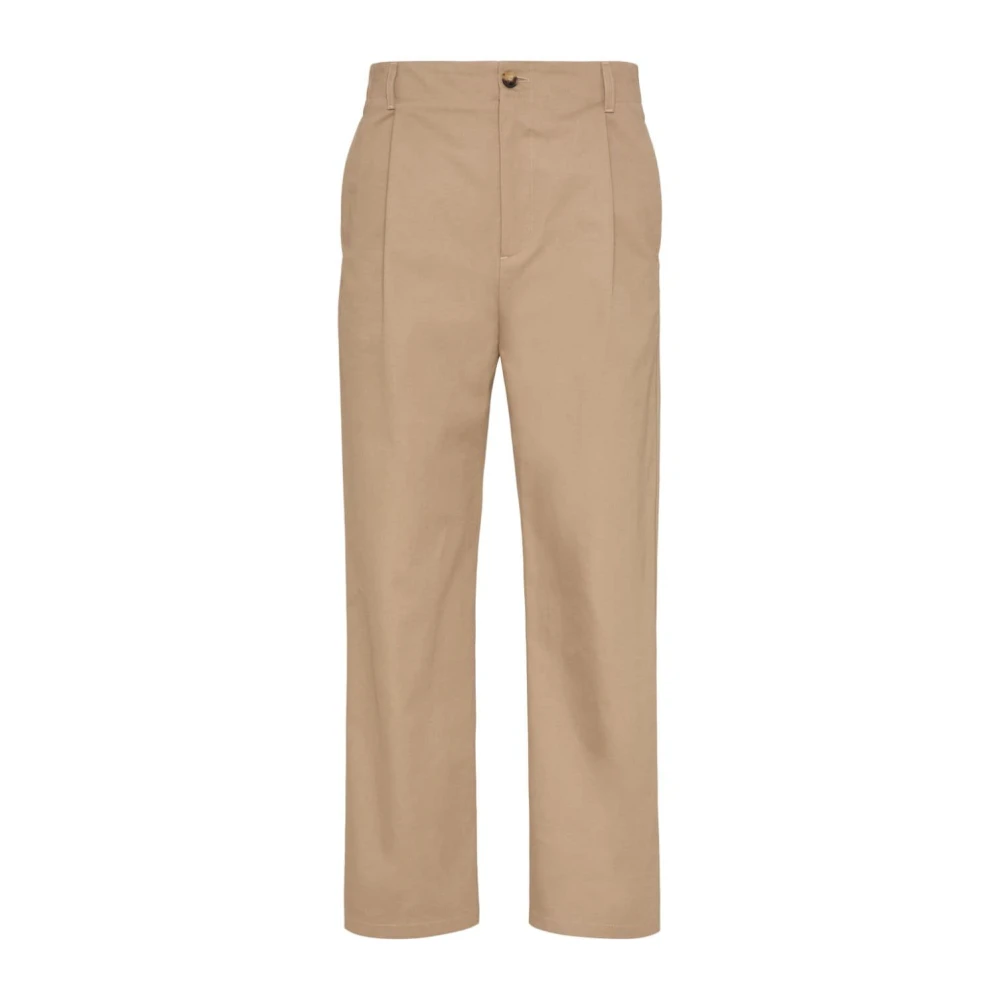 Valentino Beige Katoenen Broek met Plooidetails Beige Heren