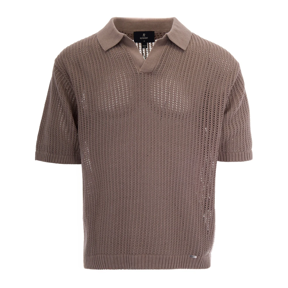 Represent Men's Green V-Neck Ribbed Top - Polo Shirts - S - Tops