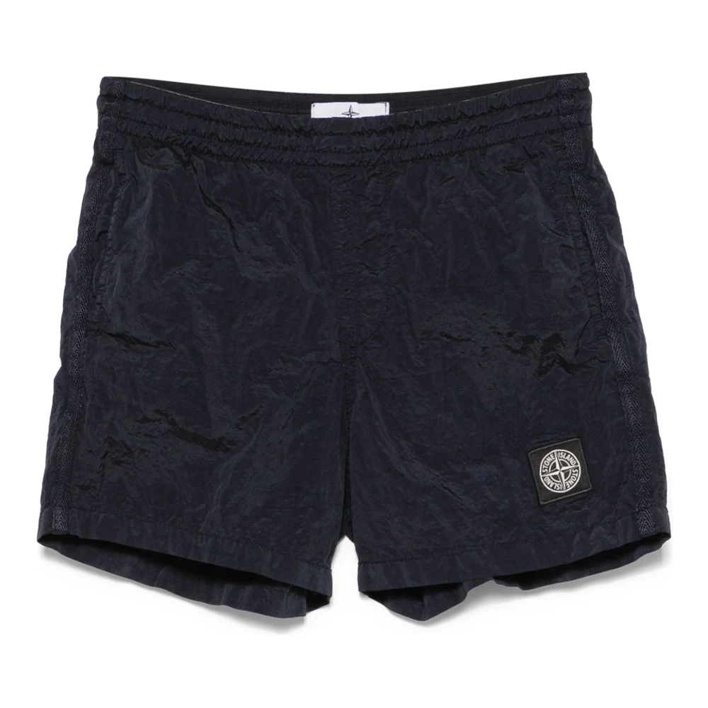 Stone Island Boys Blue Swimming Trunks,, Shorts With Compass Logo Patch Size 6 Y