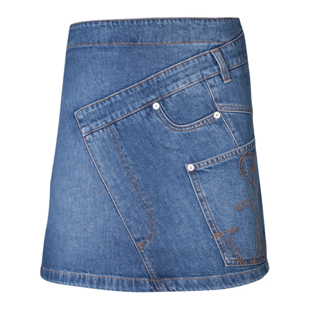 Jw Anderson Women's Blue Denim Skirts, Xs, Twisted Mini Skirt