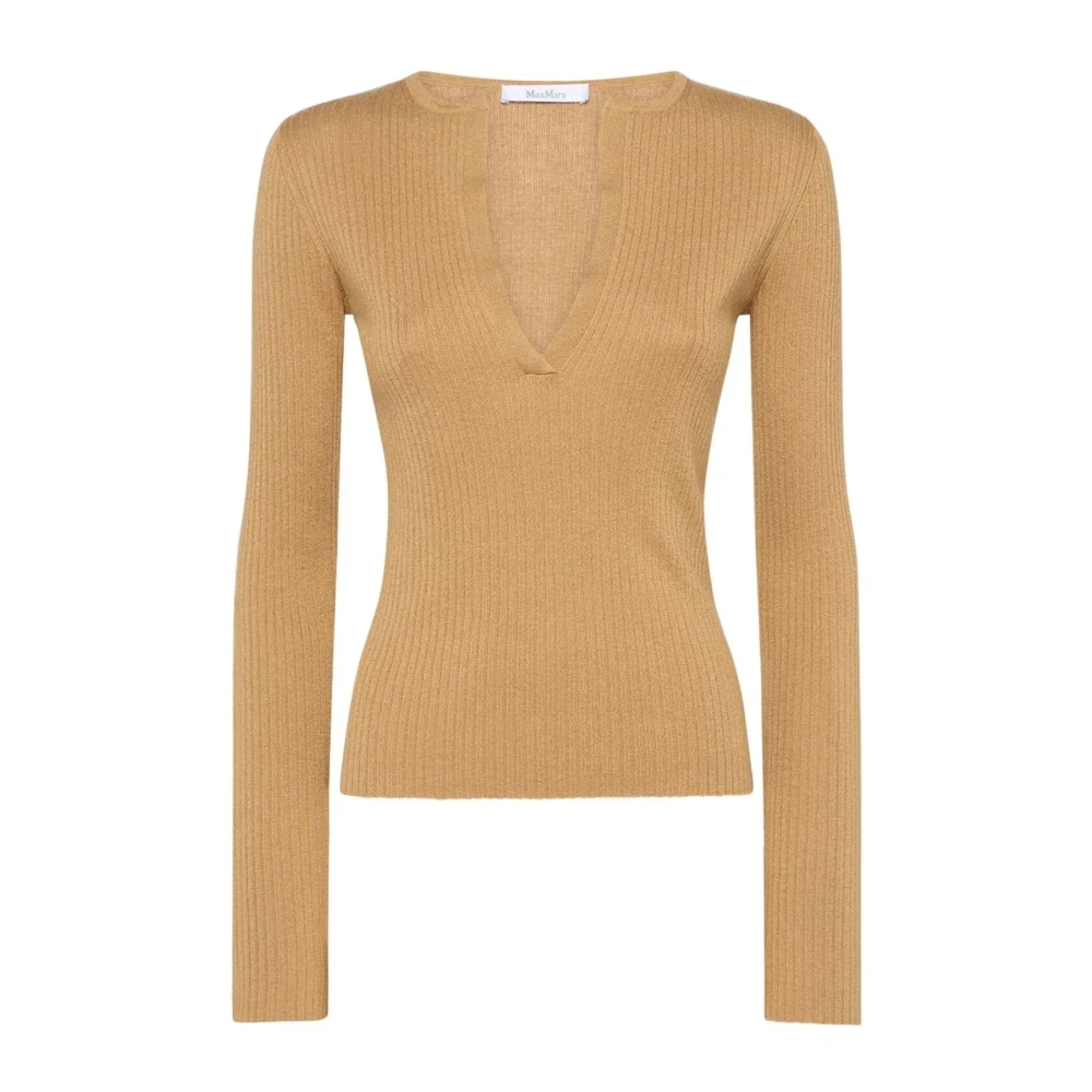 Max Mara Women's Brown V-Neck Knitwear, Xl, V-Neck Jumper Aw24