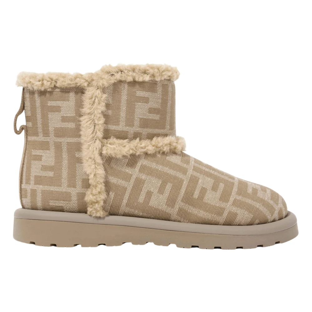 Fendi Unisex Kids Beige Jacquard Ff Boots - Kids Boots - 29 Eu - Kids