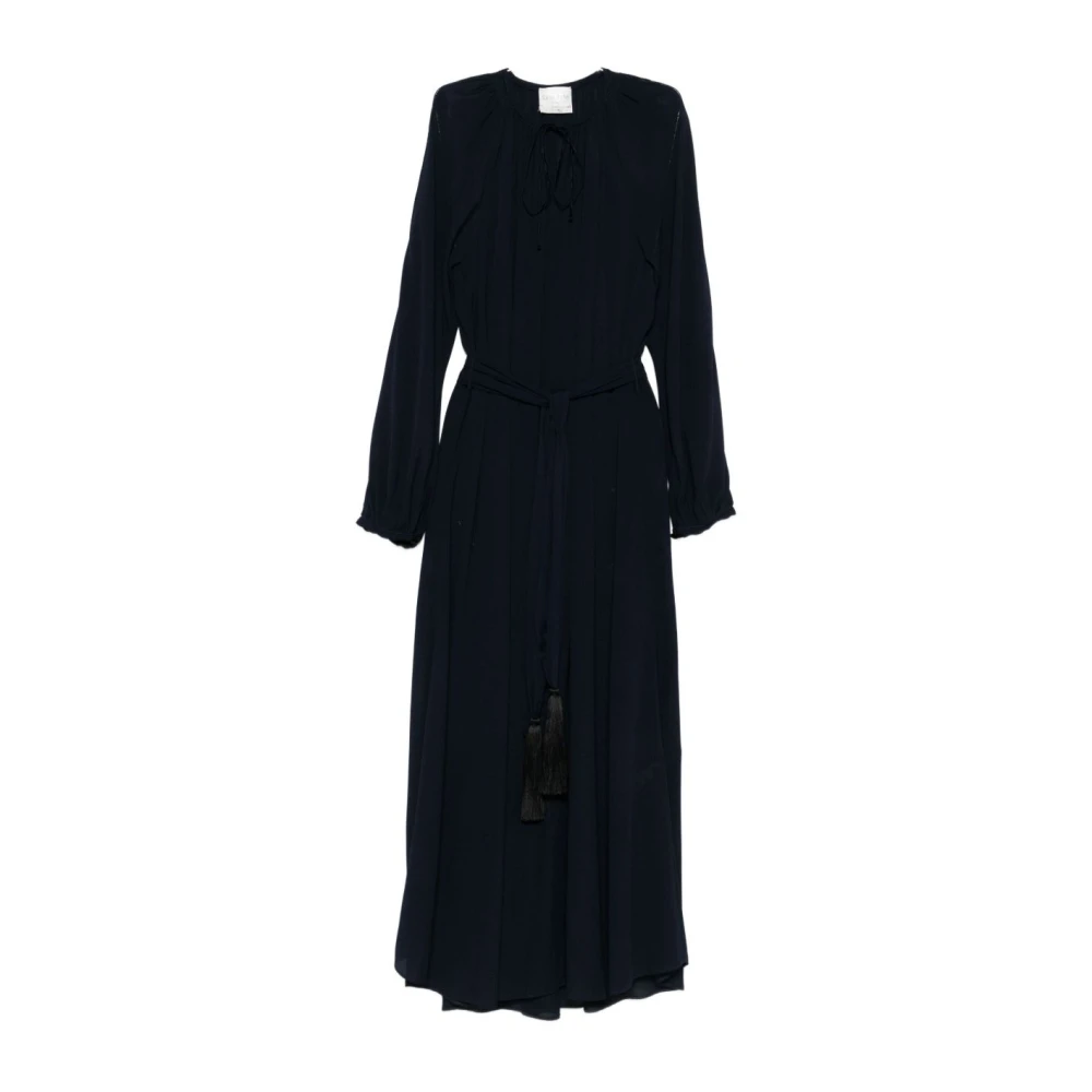 Forte Forte Women's Blue Midi Dresses, M, Navy Tie Neck Dress
