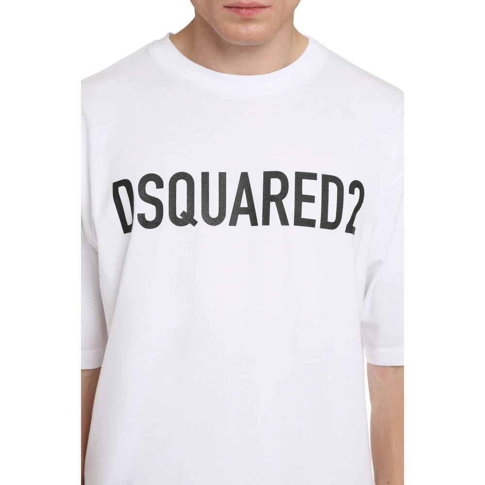Dsquared2 Geribbelde ronde hals katoenen T-shirt White Heren