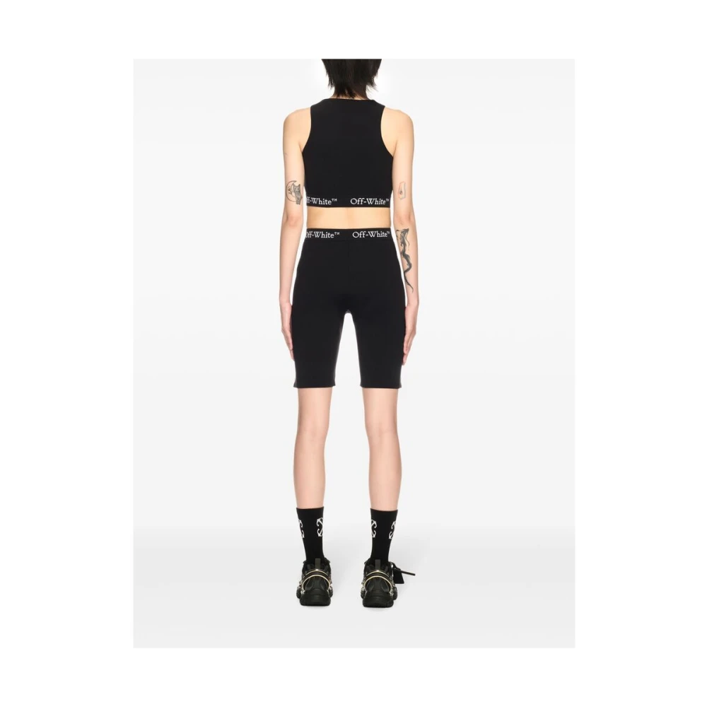 Off White Mouwloze Logo Onderband Rits Top Black Dames