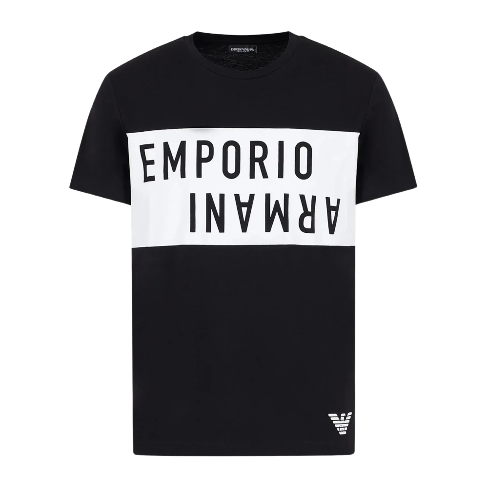 Emporio Armani Zwart Logo T-Shirt 100% Katoen Black Heren