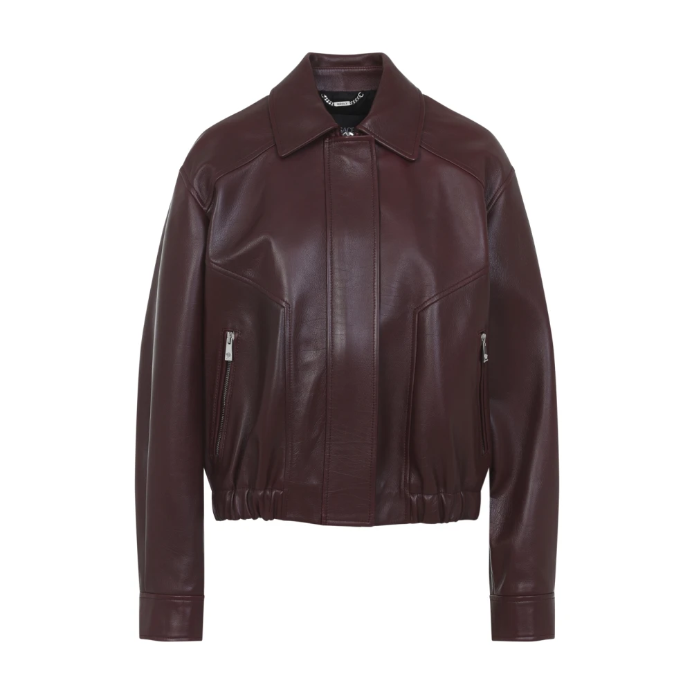 Versace Women's Brown Leather Jackets, Xs, Leather Blouson