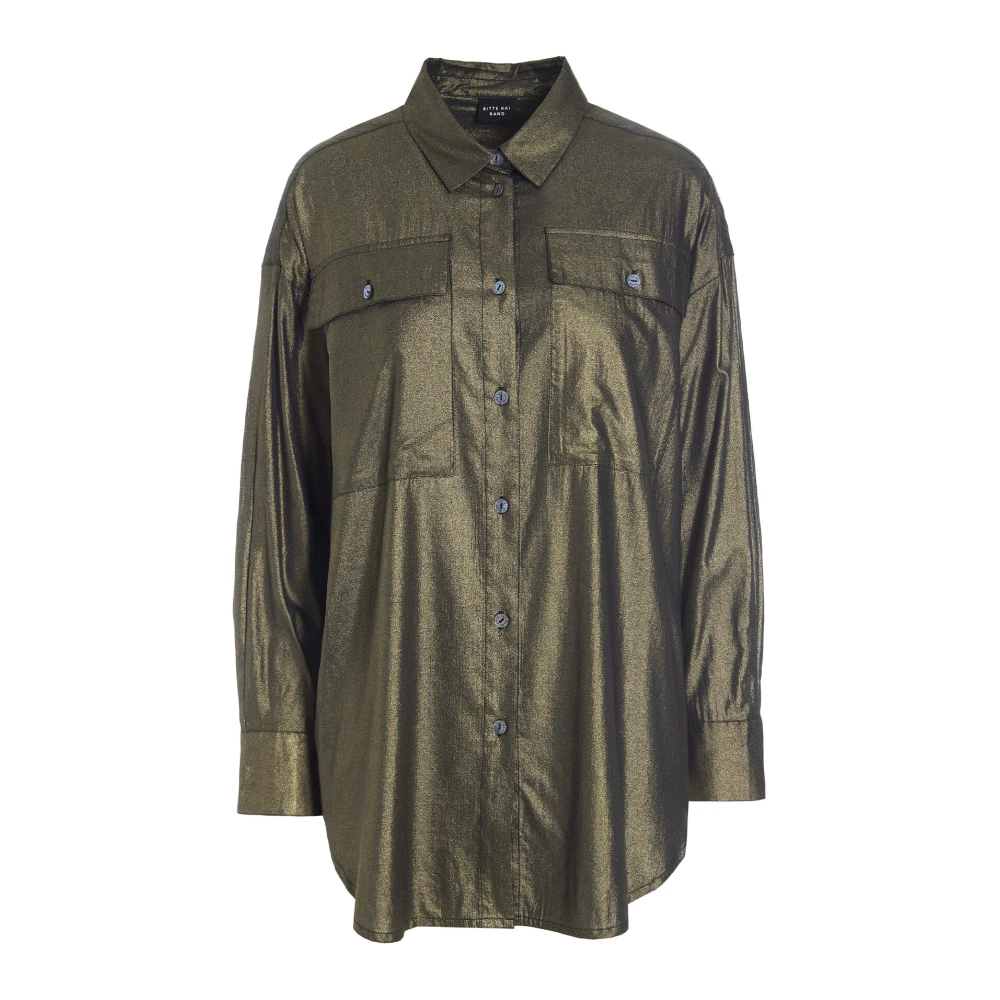 Bitte Kai Rand Metallic Folie Print Shirt Oud Goud Yellow Dames