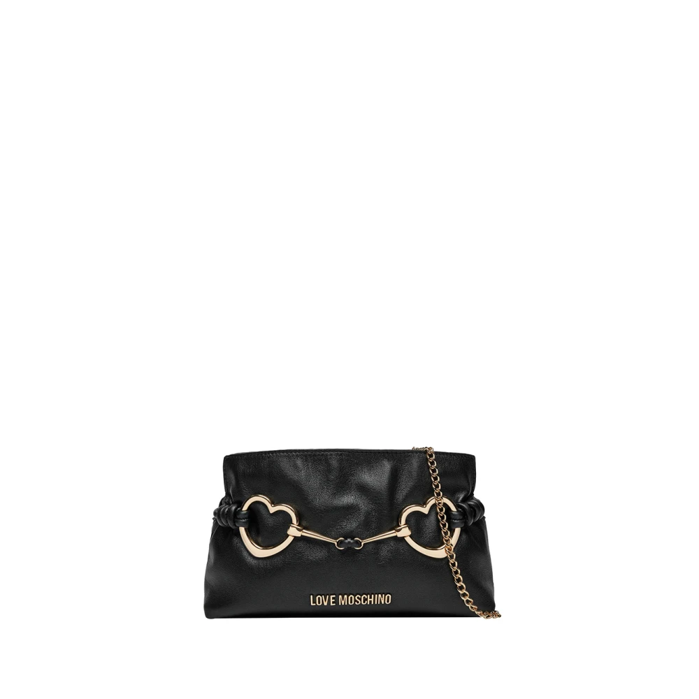 Moschino Zwarte schoudertas met gouden letter Black Dames
