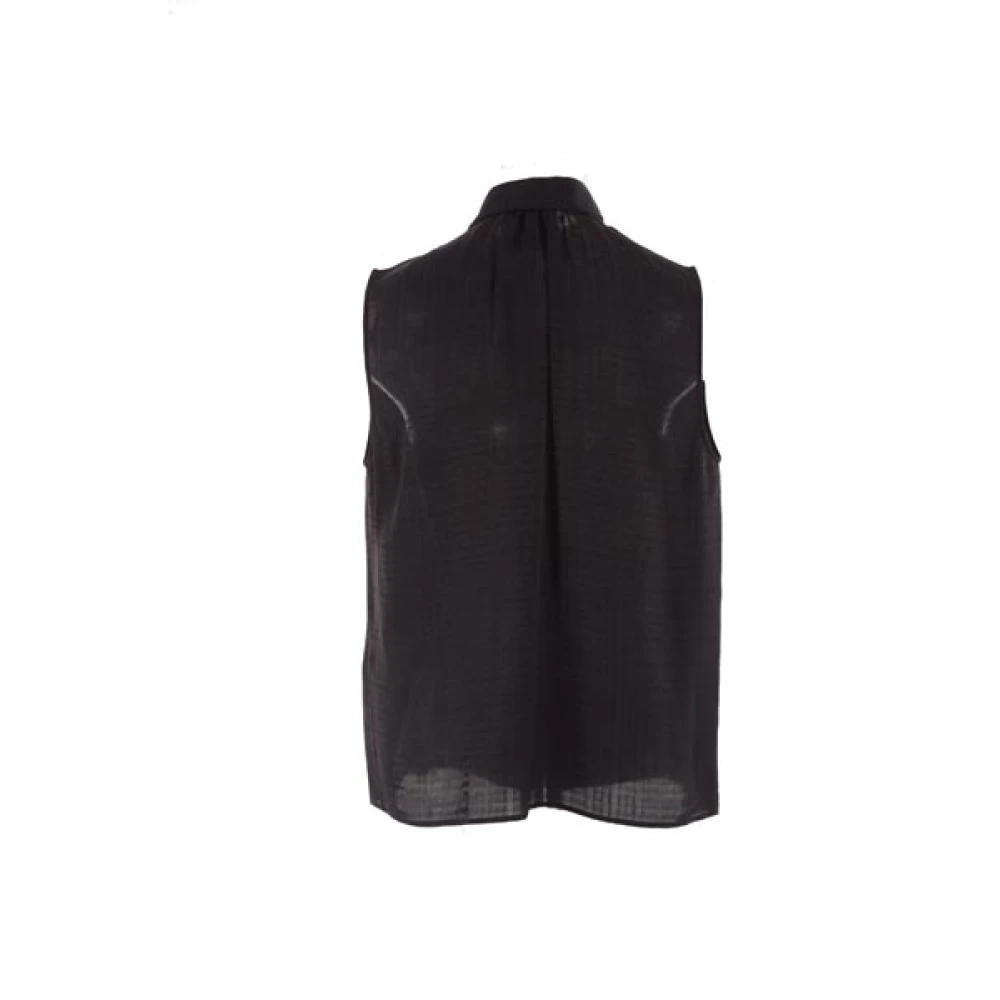 Givenchy Zwarte Jacquard 4G Mouwloze Top met Lavallière Black Dames