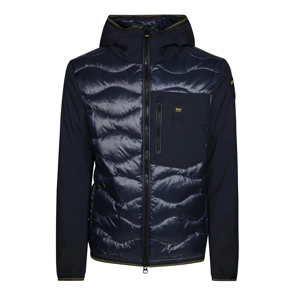 Blauer Gewatteerde jas met capuchon Blue Heren