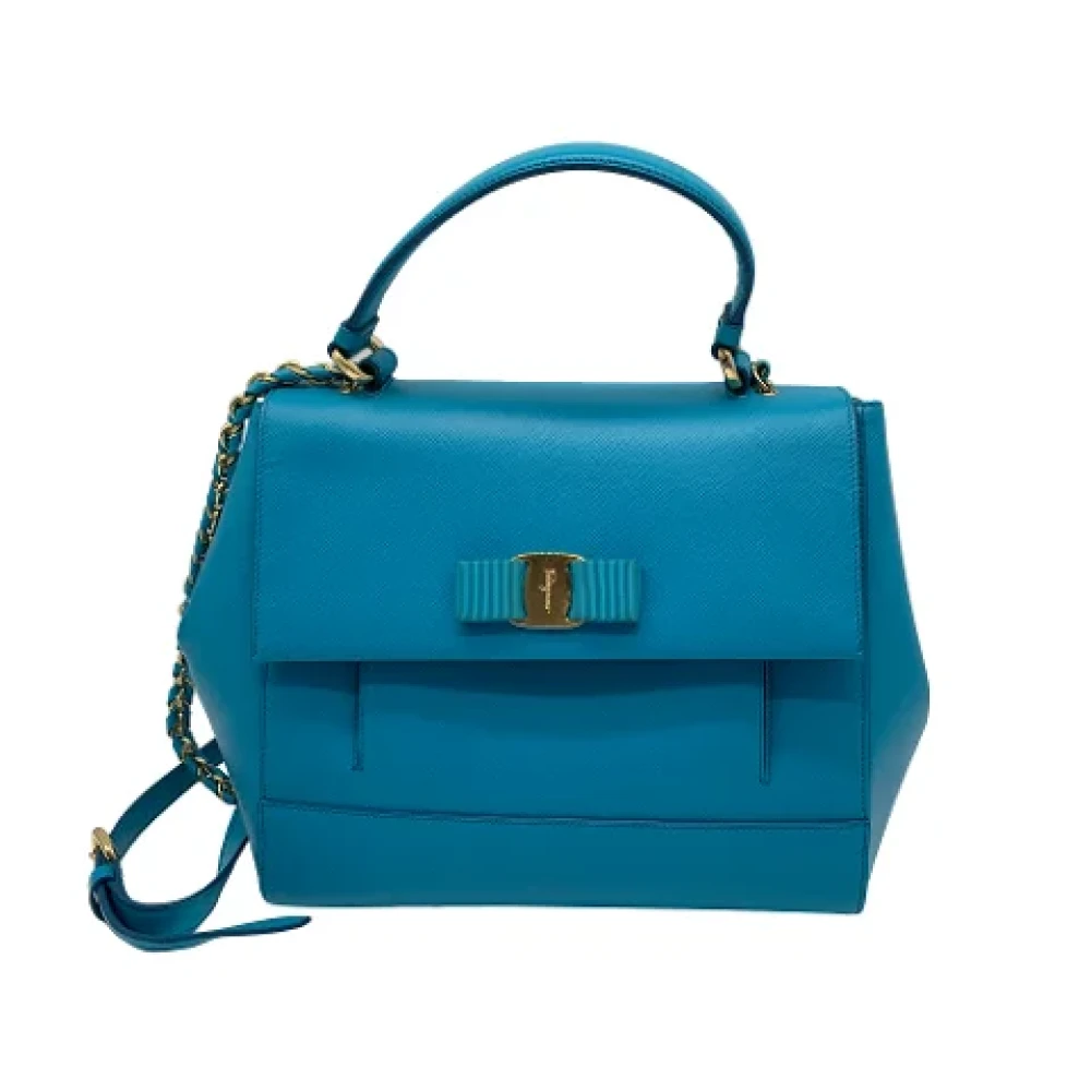 Salvatore Ferragamo Pre-owned Leather shoulder-bags Blue Dames