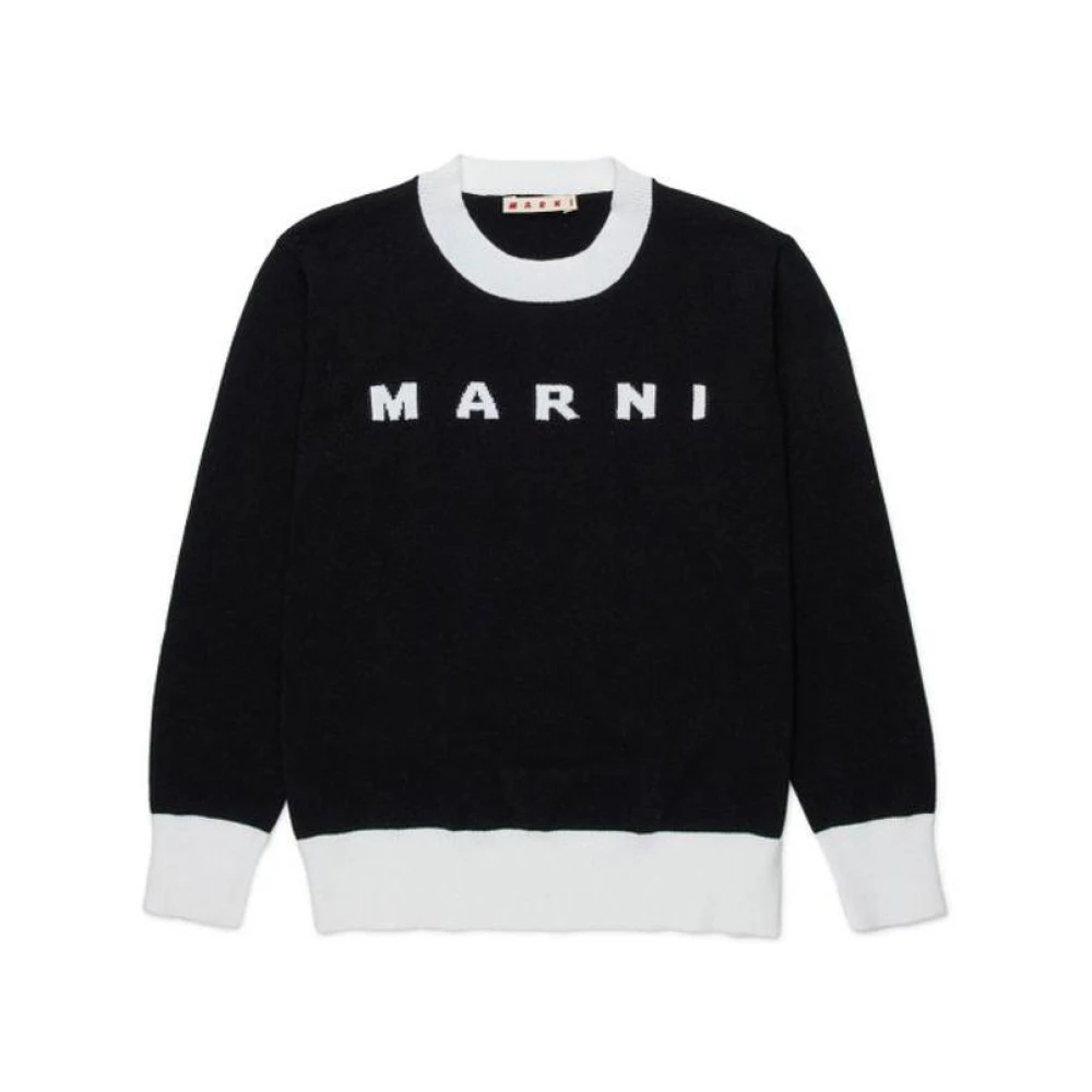 Marni Unisex Kids Black Kids Knitwear, 4 Y, Logo Jumper