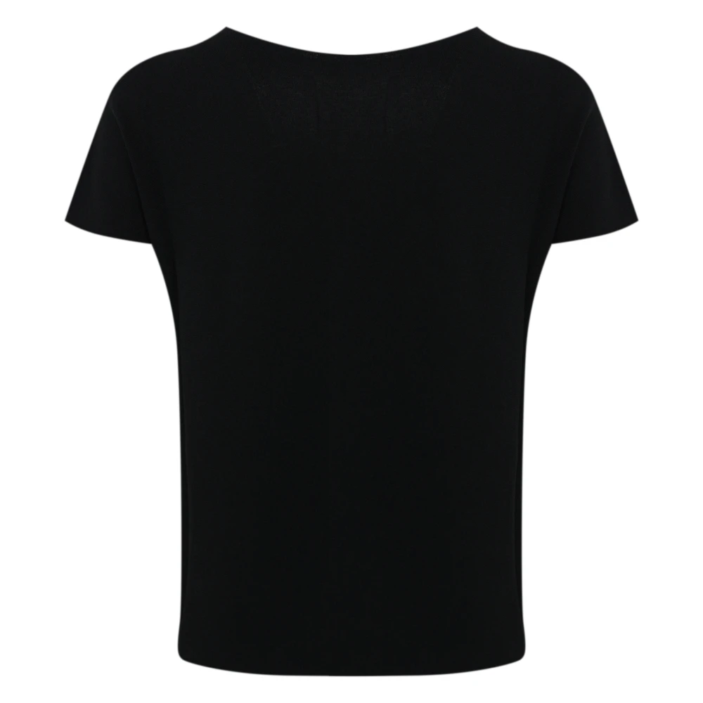 Liviana Conti Zwarte viscose trui korte mouw Black Dames