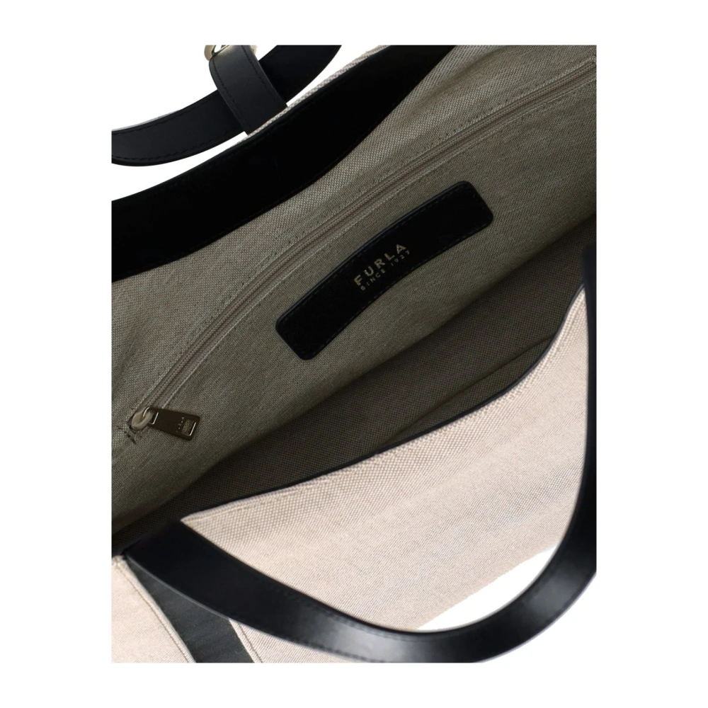 Furla XL Hobo Natuurlijke Zwarte Schoudertas Beige Dames