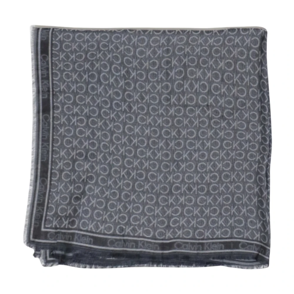 Calvin Klein Zwart Print Modal Sjaal Black Dames