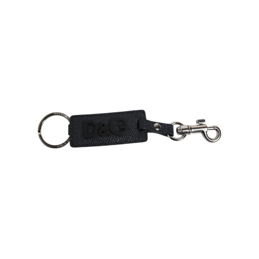 Dolce & Gabbana Unisex Blue Keyrings, One Size, Calf Leather Dg Logo Keychain
