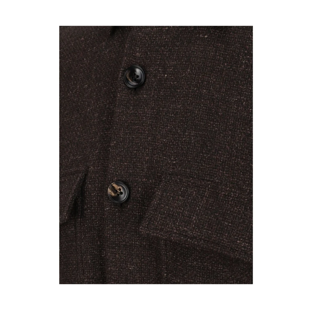 Kiton Klassieke Wollen Overhemd Brown Heren