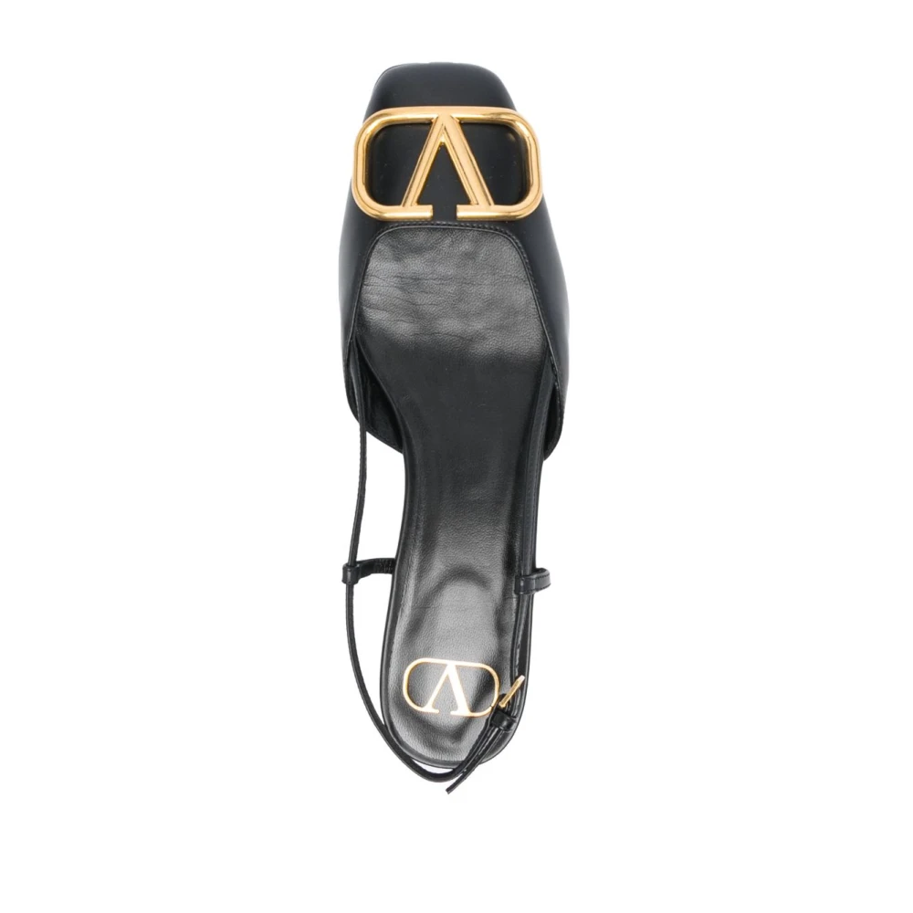 Valentino Garavani Zwarte VLogo Leren Slingback Ballerina Schoenen Black Dames