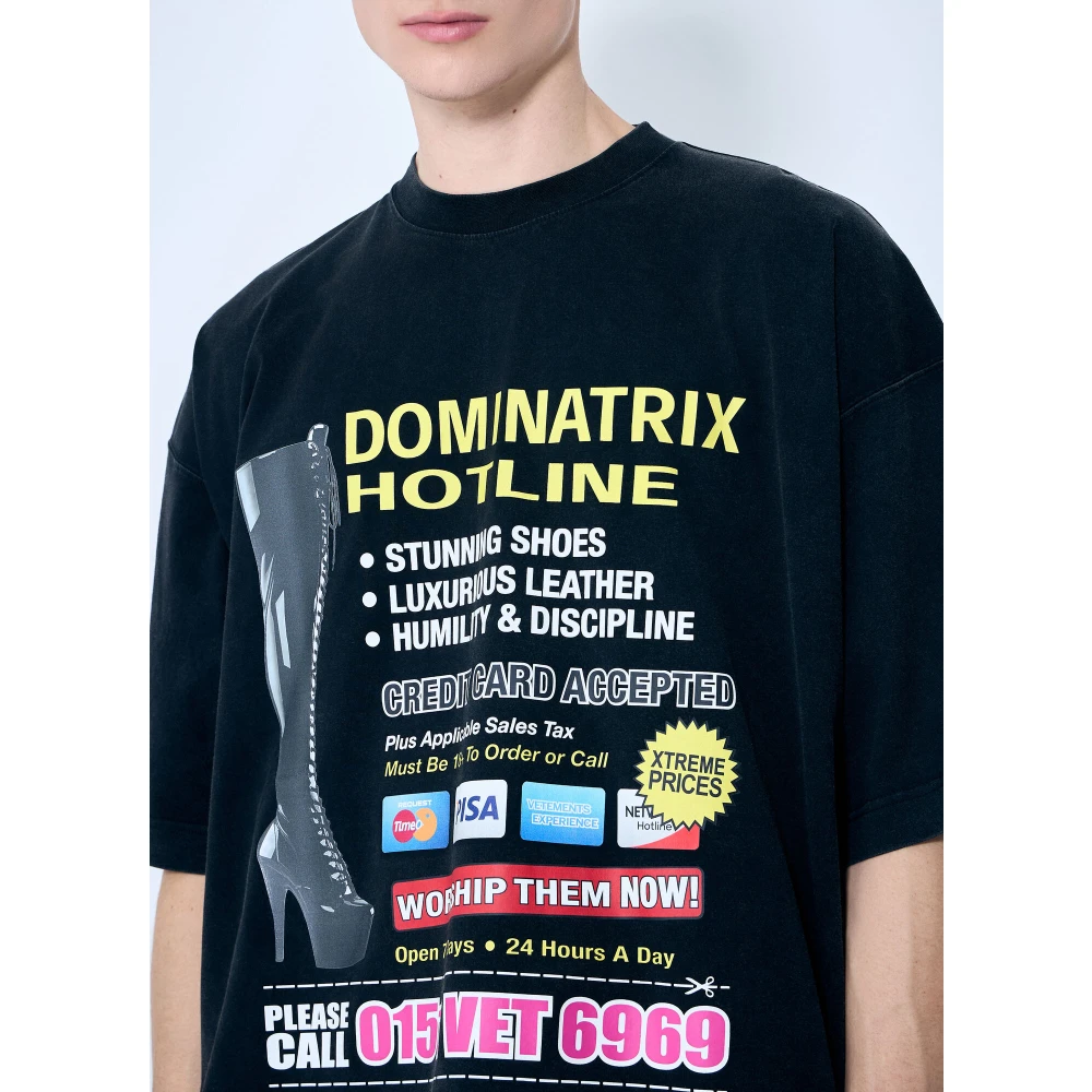 Vetements Grafische Print Oversized T-shirt Katoenen Jersey Black Heren