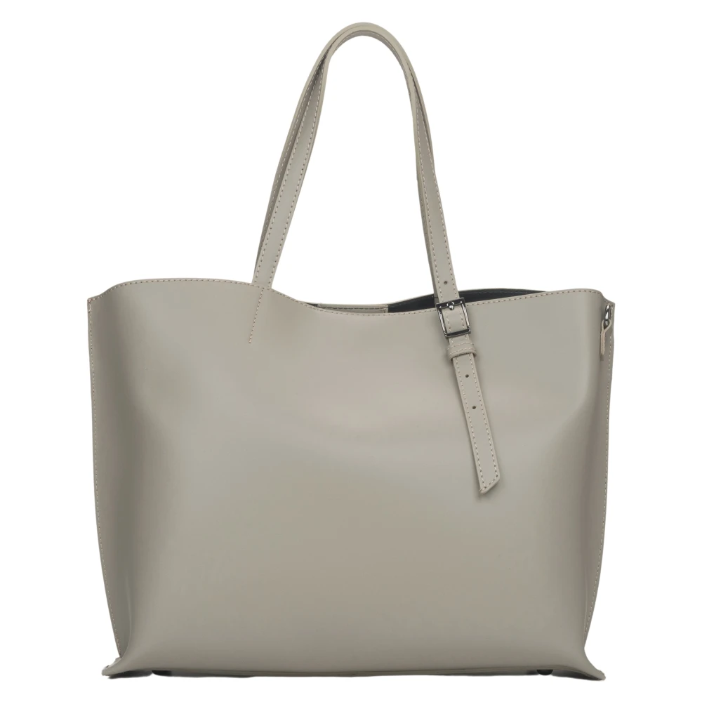 Estro Dames Beige Shopper Tas gemaakt van Premium Italiaans Leer Er00115089 Beige Dames