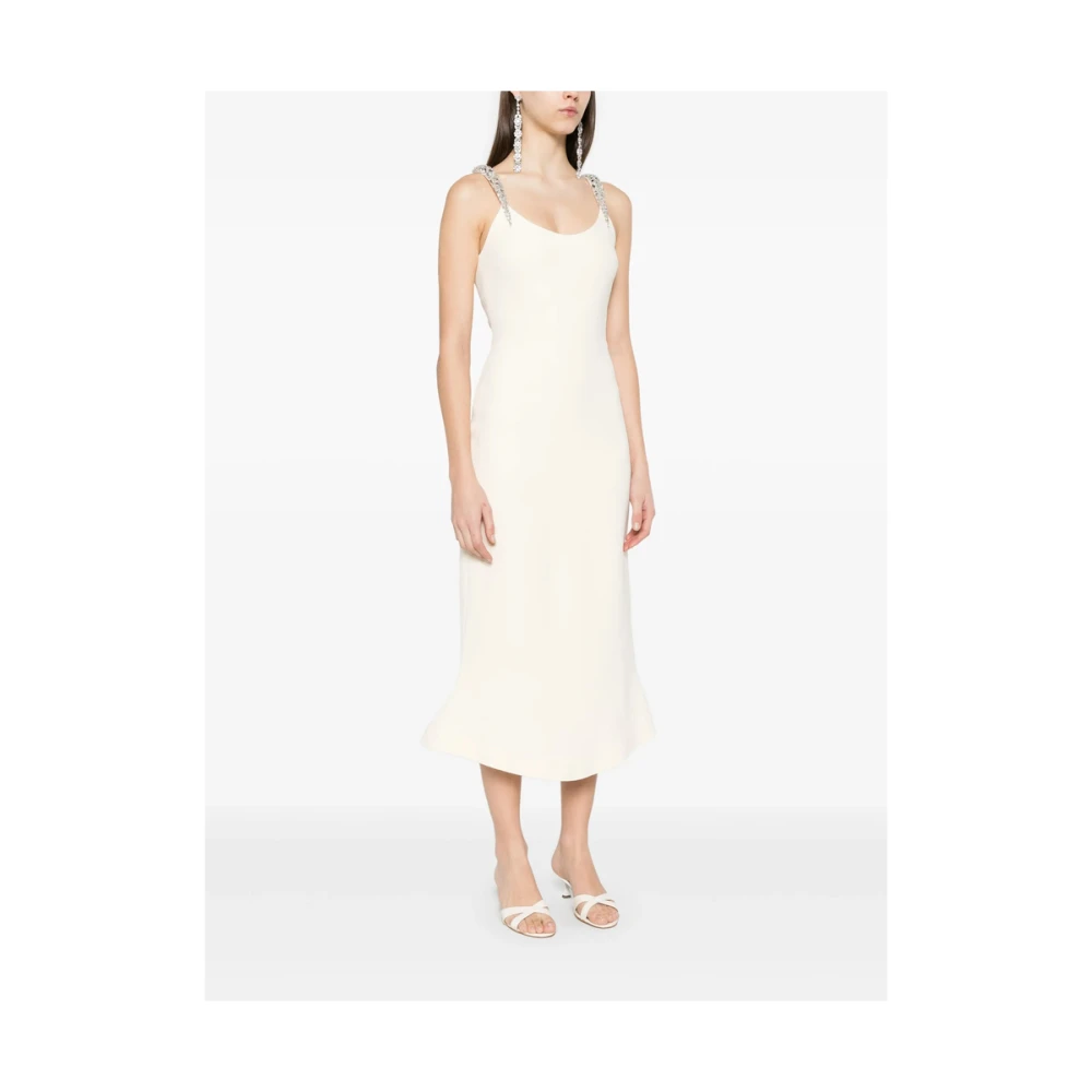 David Koma Mouwloze U-Hals Amandel Beige Jurk White Dames