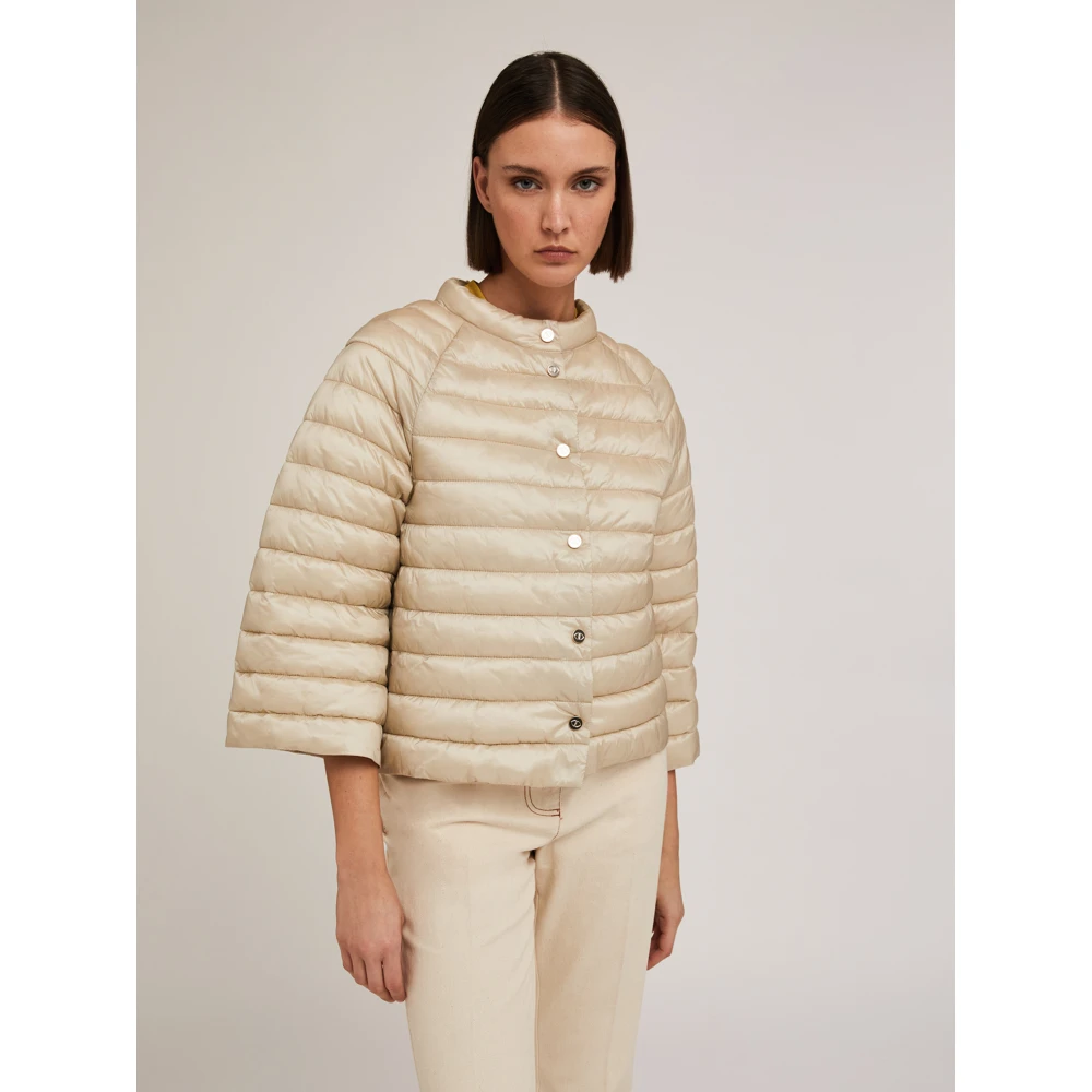 Motivi Gewatteerde capuchon gemaakt van glanzend nylon Beige Dames