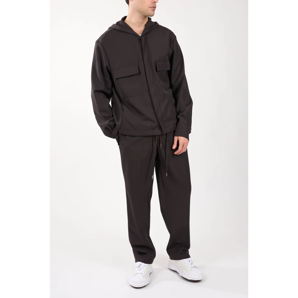 Costumein Overshirt van zuivere wol met capuchon Brown Heren