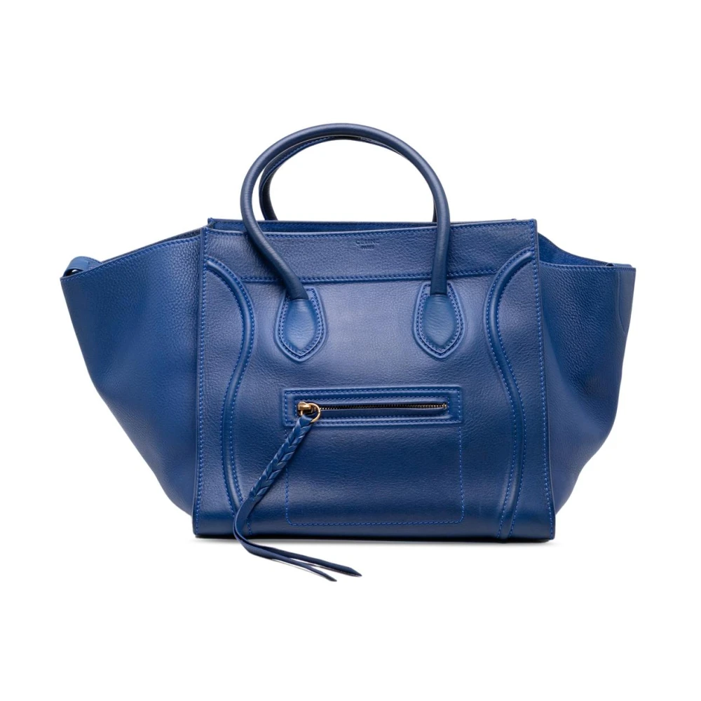 Celine Vintage Women's Blue Pre-Owned Structured Leather Handbag