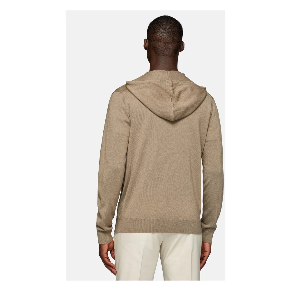 Boggi Milano Merino wol volledige rits hoodie 12 Gg Beige Heren