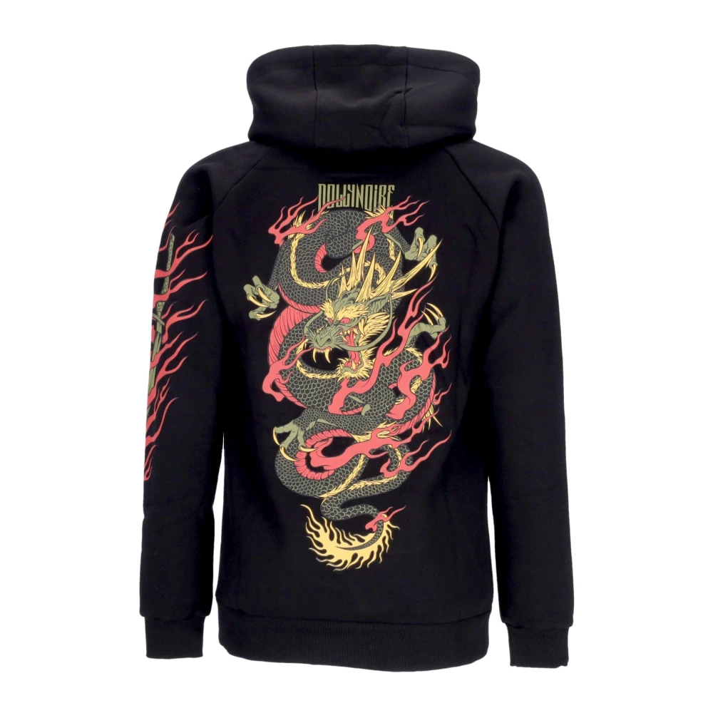Dolly Noire Zwarte Draken Hoodie met Kangoeroezak Black Heren