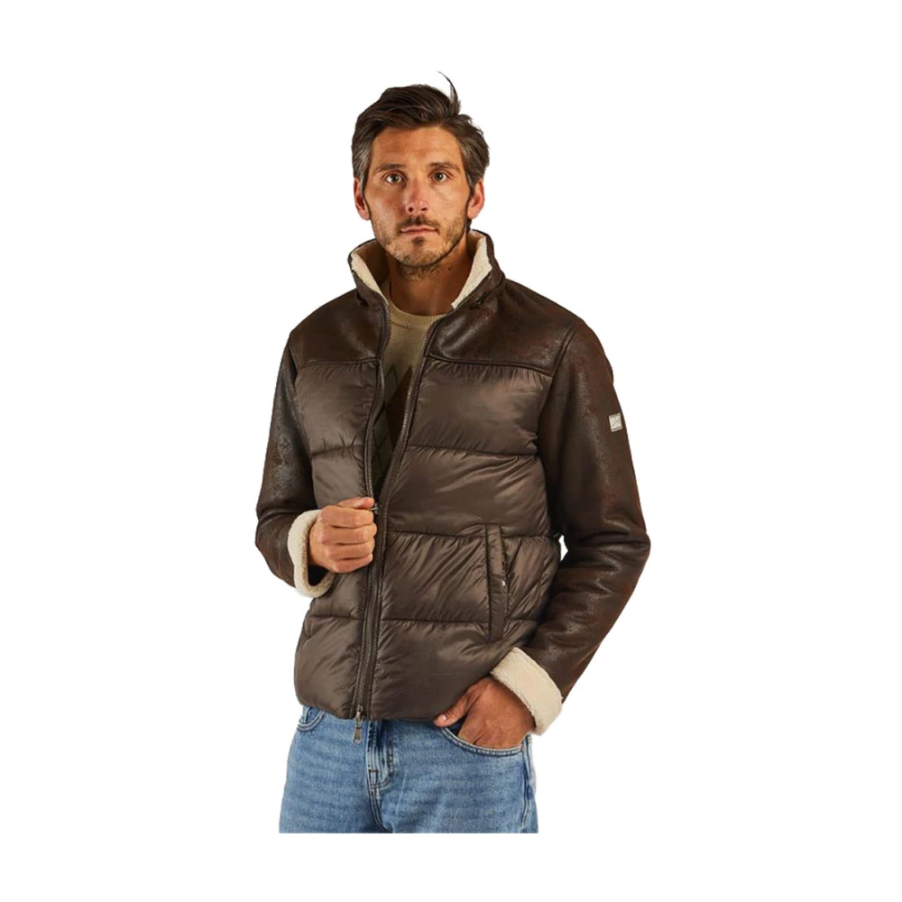 YES ZEE Gewatteerde jas met imitatiebont mouwen Brown Heren
