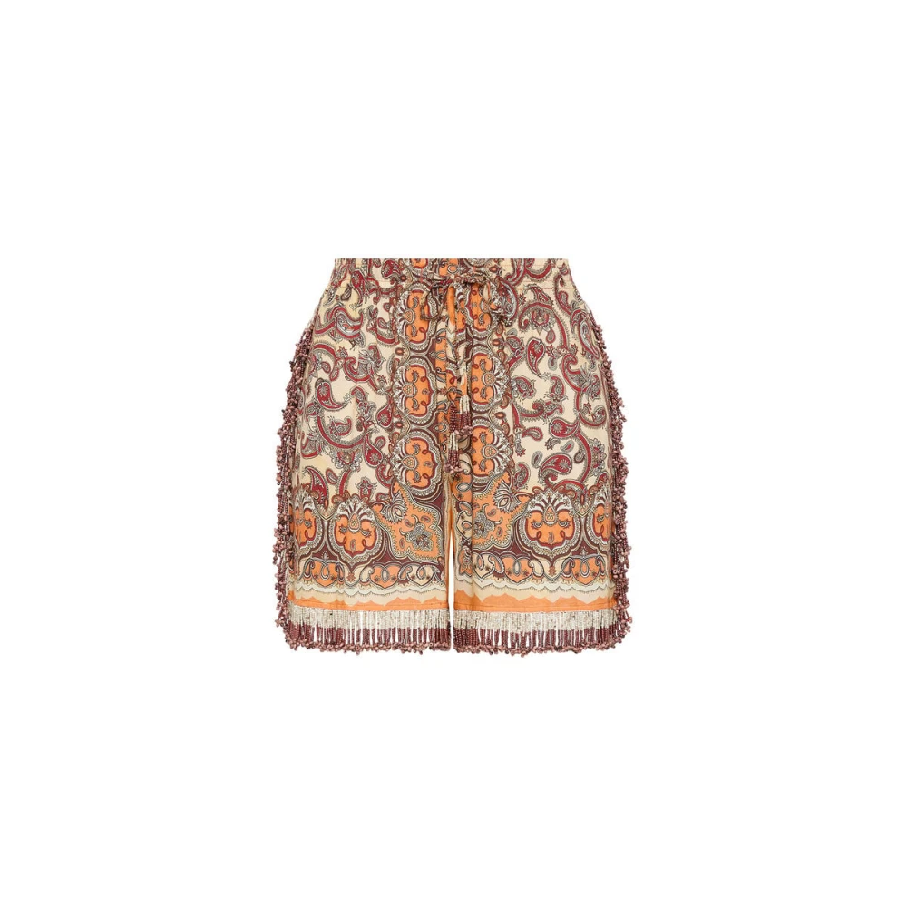Maliparmi Women's Beige Short Shorts, L, Sunset Paisley Shorts