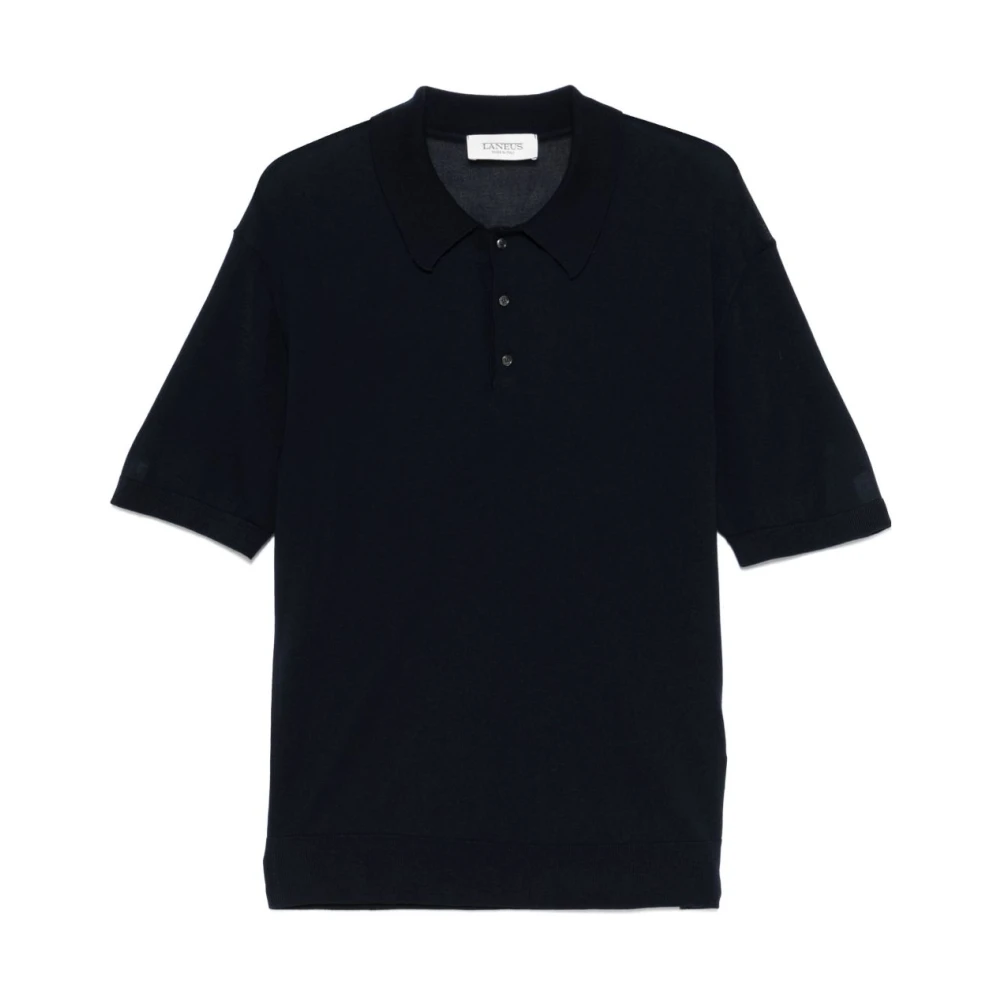 Laneus Blauwe Polo Shirt Geribbelde Manchetten Blue Heren