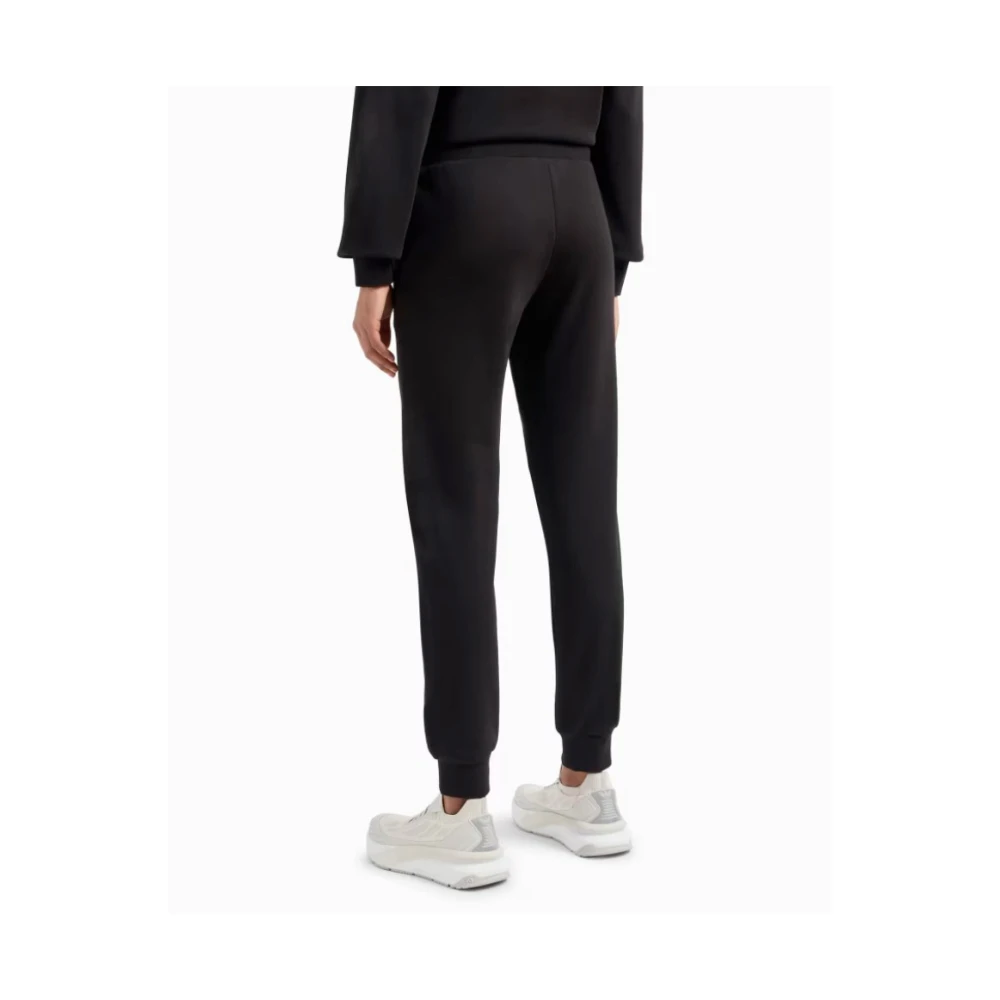 Emporio Armani EA7 Zwarte Gebreide Jurk Regular Fit Black Dames