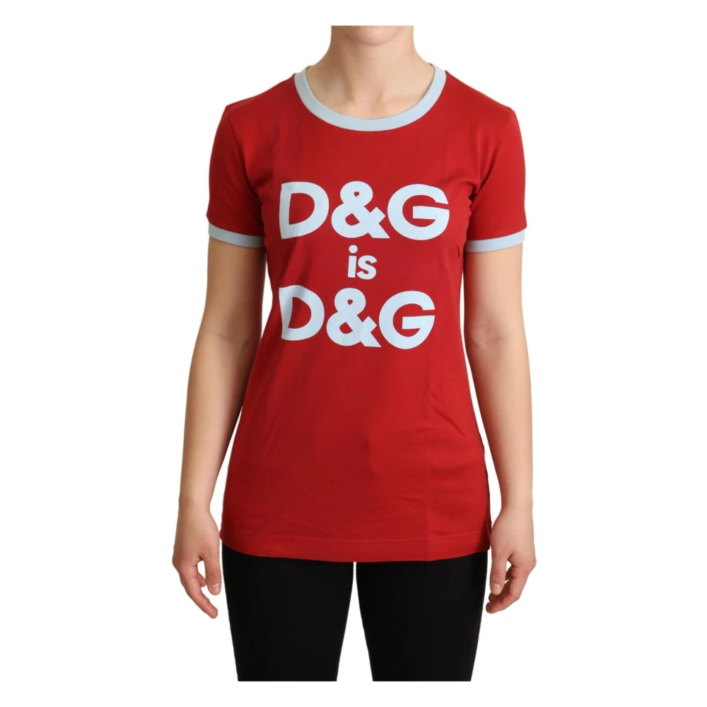 Dolce & Gabbana Rode Crewneck D&G Top T-shirt Red Dames