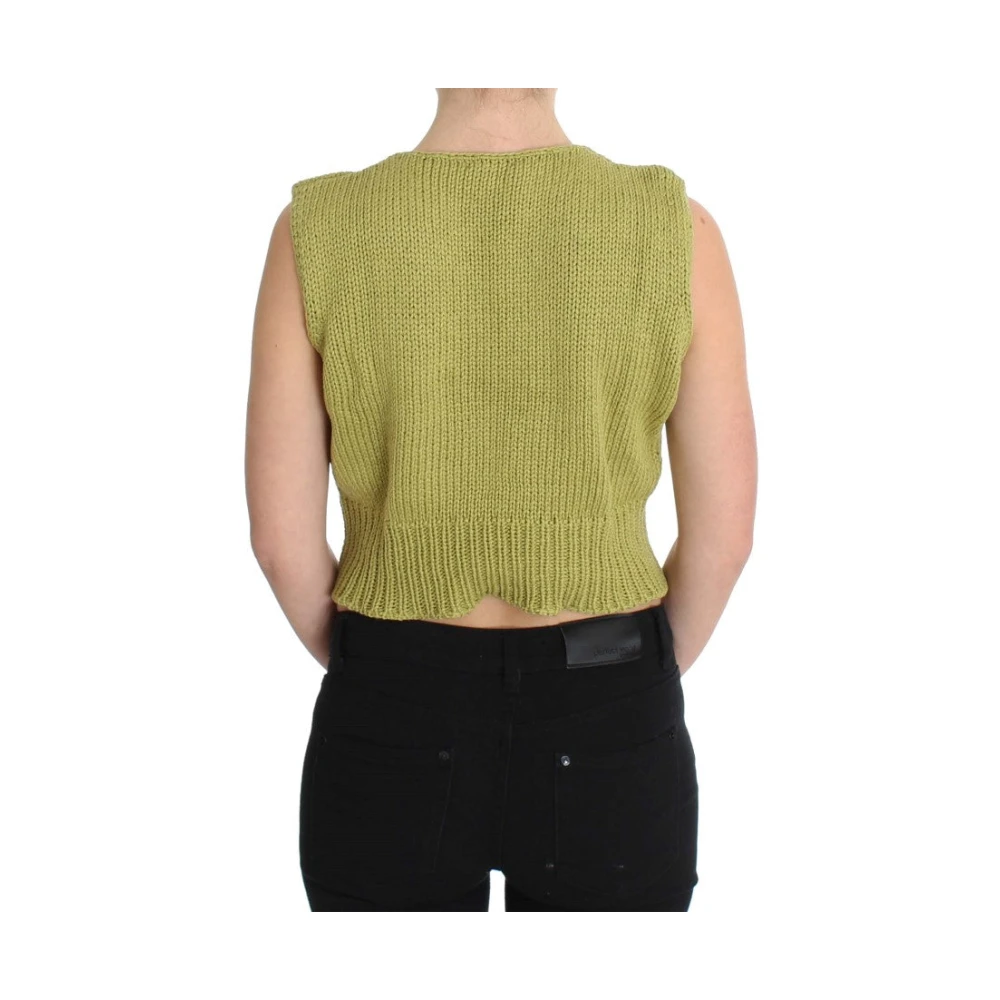 Pink Memories Elegante groene mouwloze gebreide vest Green Dames