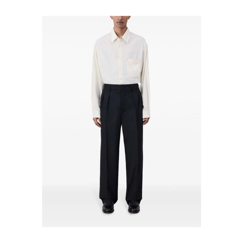 Lemaire Stijlvolle Geplooide Broek Black Heren