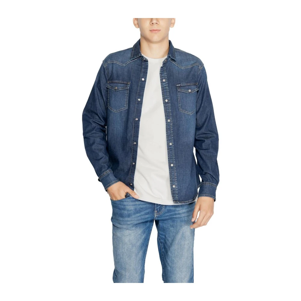 GAS Stretch Katoenen Shirt Heren Collectie Blue Heren