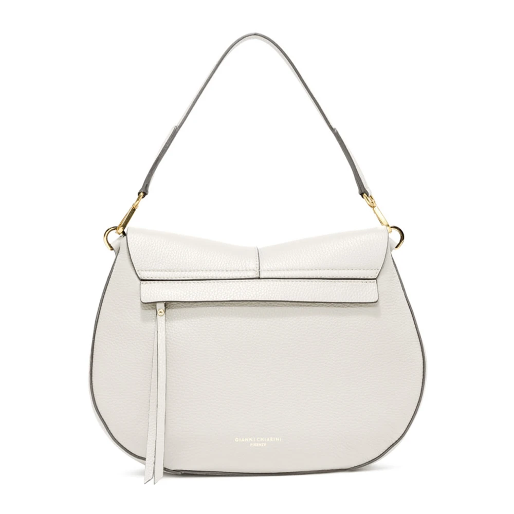 Gianni Chiarini Leren Schoudertas met Polyester Voering White Dames