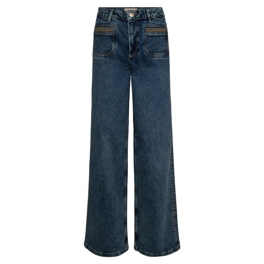 Mos Mosh Blue Wide Jeans, Female, W28, Linpos Jeans