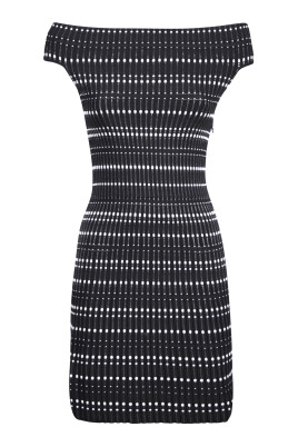 black-polka-dot-off-shoulder-dress