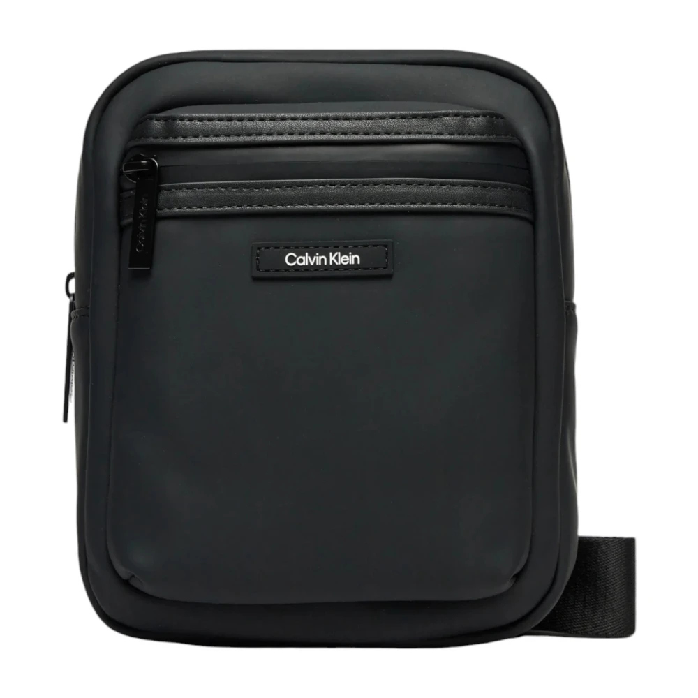 Calvin Klein Zwarte rits schoudertas voor mannen Black Heren