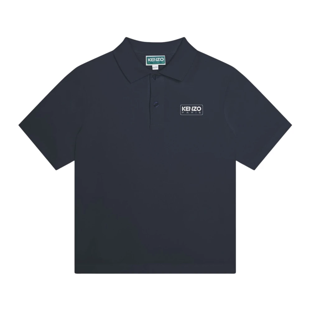 Kenzo Blå Polo Tröja med Vitt Logotyp Blue, Pojke